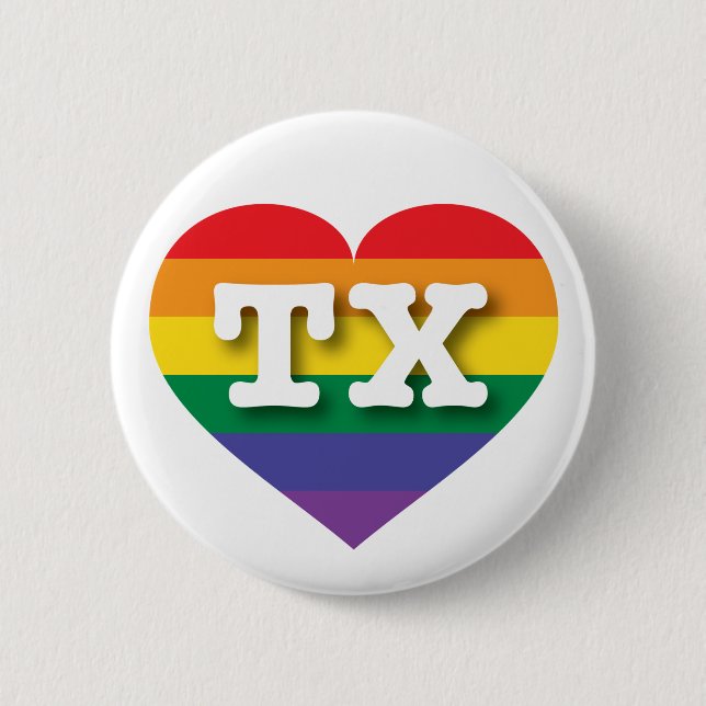 I Love Texas Rainbow Heart 2 Inch Round Button (Front)