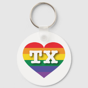 I Love Texas Rainbow Heart Keychain