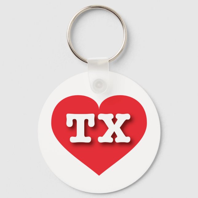 I love Texas - TX red heart Keychain (Front)