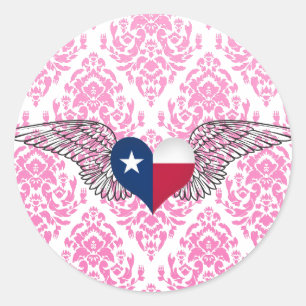 I Love Texas -wings Classic Round Sticker