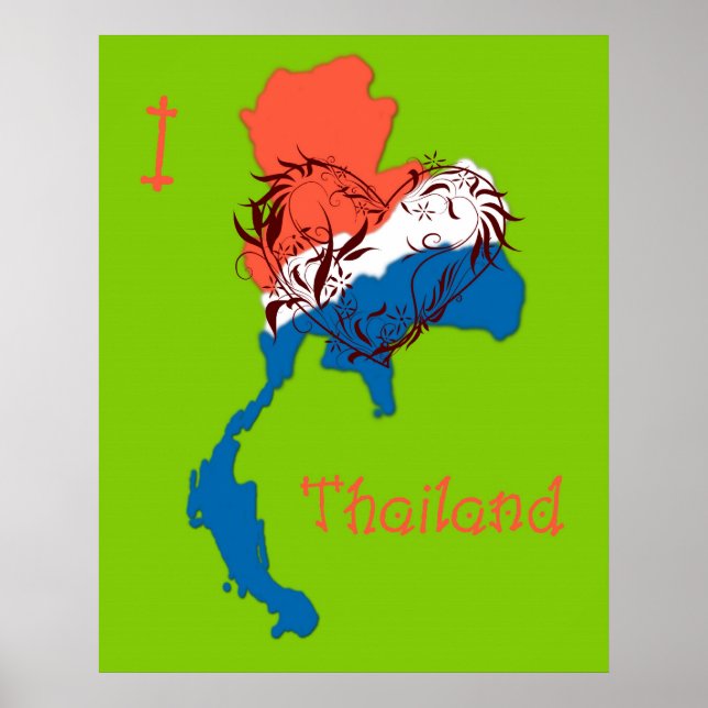 I Love Thailand Poster Green (Front)