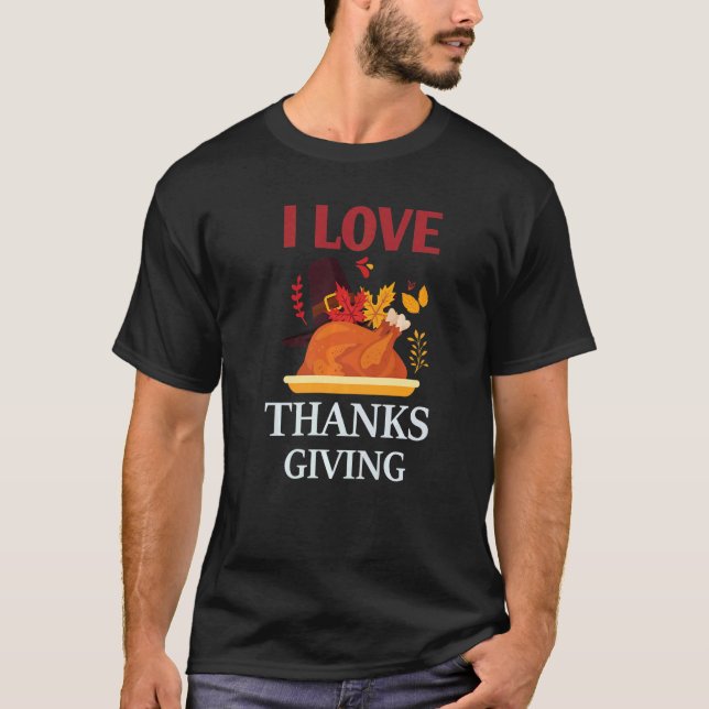 I Love Thanksgiving Costume Turkey Day Pilgrim Boy T-Shirt (Front)