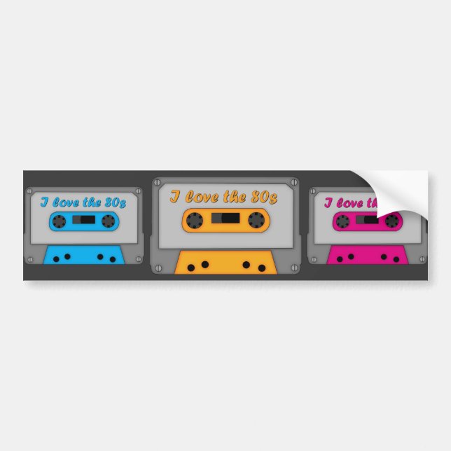 I Love The 80s (cassette) Bumper Sticker (Front)