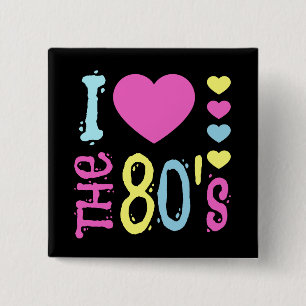 I Love the 80s Disco Costume 2 Inch Square Button