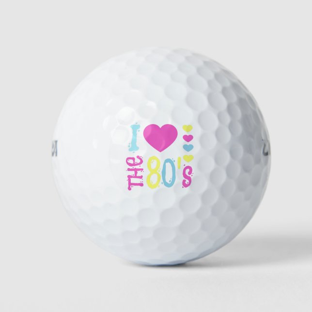 I Love the 80s Disco Costume Golf Balls (Front)