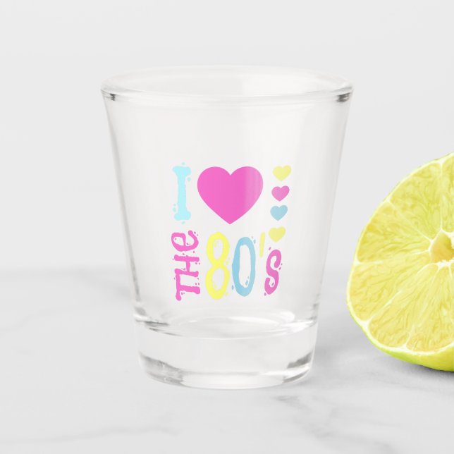 I Love the 80s Disco Costume Shot Glass (Front)