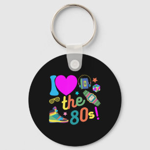 I Love The 80s Funny Retro Party 80's Costume For  Keychain