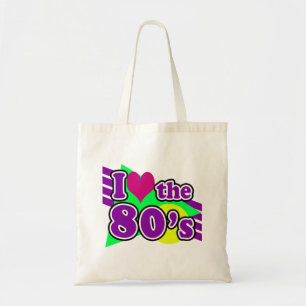 I Love the 80's Geometric Neon Eighties Party Tote Bag