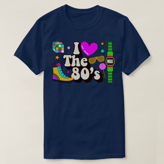 I love the 80s heart Nostalgic Retro Graphic T-Shirt (Design Front)
