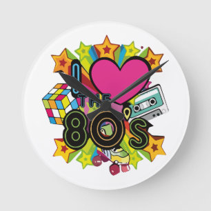 i love the 80s round clock