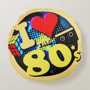 I Love The 80s Round Pillow