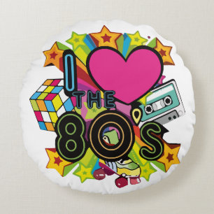 i love the 80s round pillow