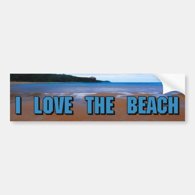 I Love The Beach Bumper Sticker (Front)