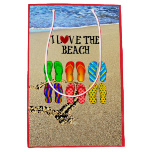 I Love the Beach, Flip Flops in the Sand Medium Gift Bag