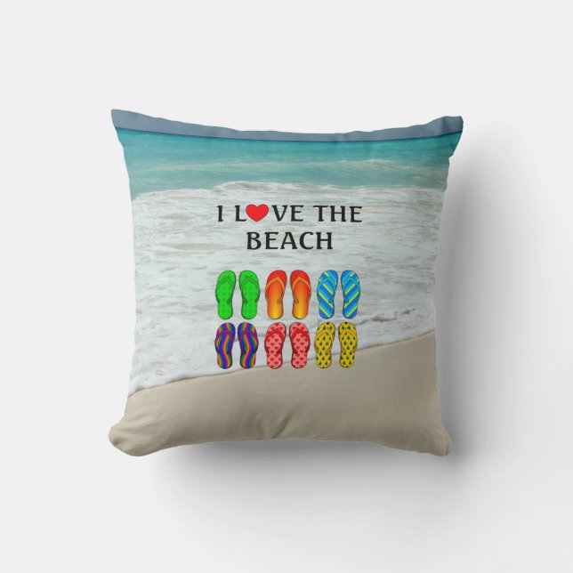 I Love the Beach,  Throw Pillow (Front)