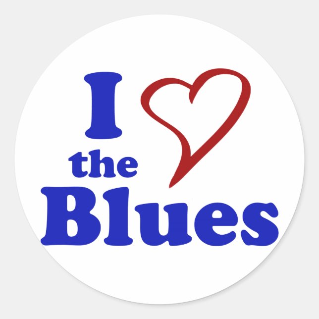 I Love The Blues Classic Round Sticker (Front)