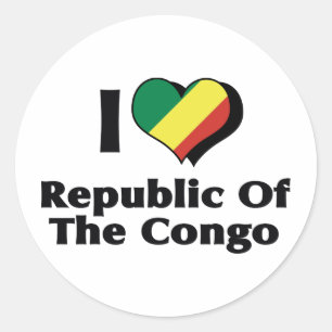 I Love The Congo Republic Flag Classic Round Sticker