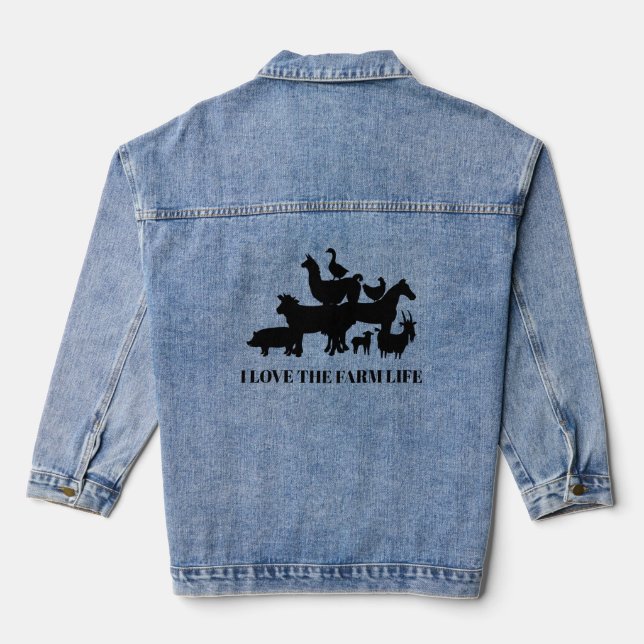 I Love the Farm Life  Denim Jacket (Back)