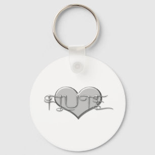I Love The Flute Silver Heart Keychain