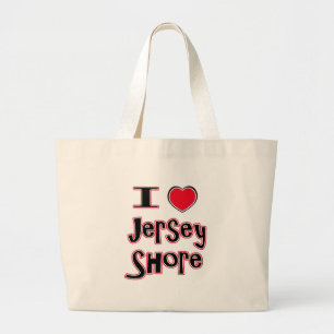 I love the jersey shore red large tote bag
