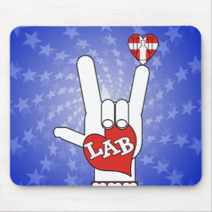 I LOVE THE LAB ASL SIGN MOUSE PAD