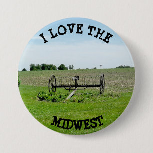 I Love the MIdwest Farming Landscape Button