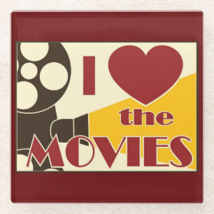 I Love the Movies Glass Coaster