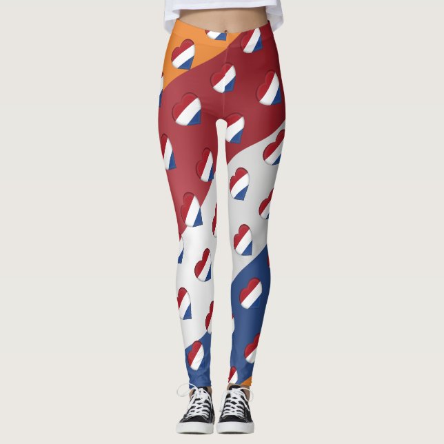 I Love The Netherlands Dutch Flag Colours Funny Leggings (Front)