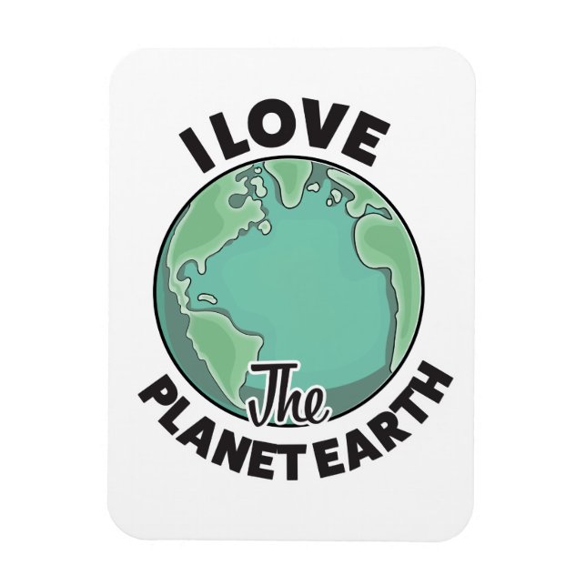 I Love The Planet Earth Magnet (Vertical)