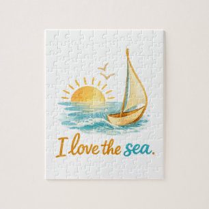I Love the Sea Sailboat Sunset Ocean 110 Piece Puz Jigsaw Puzzle