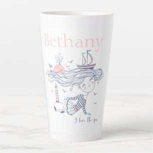 I Love the Sea Whimsical Nautical Personalized  Latte Mug