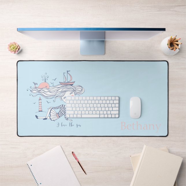 I Love the Sea Whimsical Nautical Personnalisé (Bureau 1)