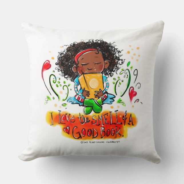 I love the SMELL Of a good book! Throw Pillow (Front)