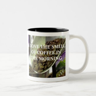 I LOVE THE SMELL OF COFFEE IN THE MORNING Two-Tone COFFEE MUG