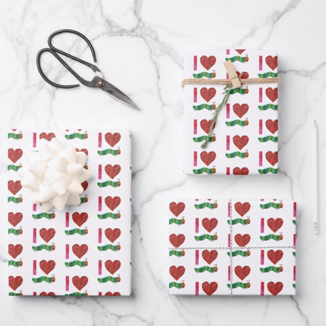I Love The Very Hungry Caterpillar Wrapping Paper Sheet (Front)