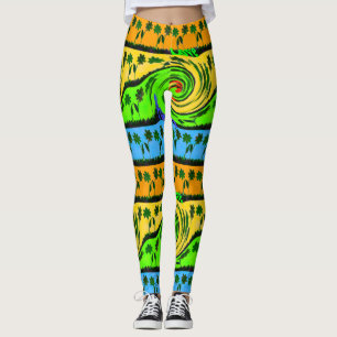 I love the waves in the summertime at the beach leggings