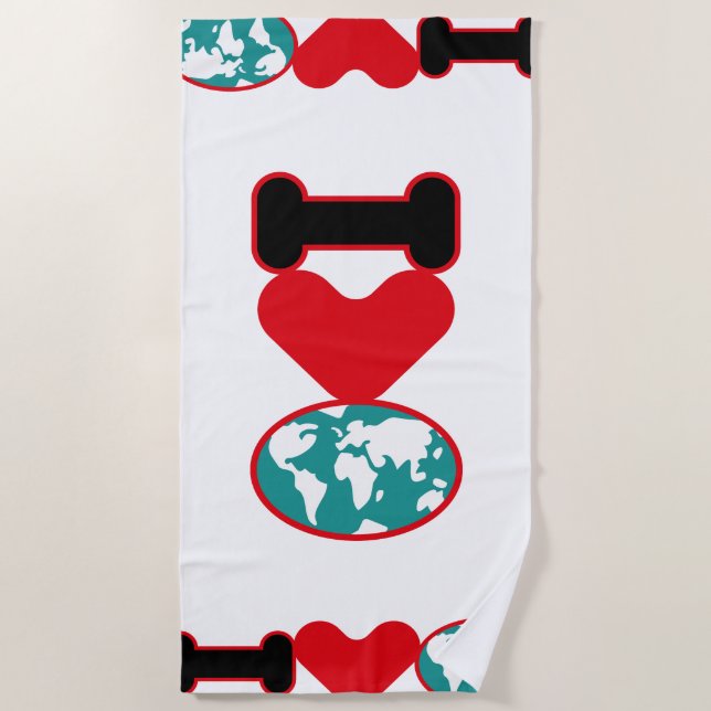 I LOVE THE WORLD BY MASANSER PIXELAT BEACH TOWEL (Front)