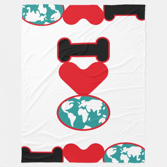 I LOVE THE WORLD BY MASANSER PIXELAT FLEECE BLANKET (Front)
