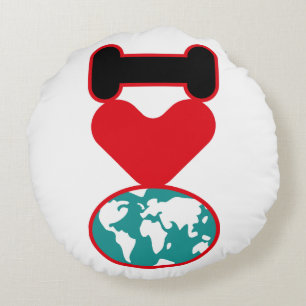 I LOVE THE WORLD BY MASANSER PIXELAT ROUND PILLOW