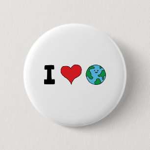 I Love the World Happy Earth Clipart Cute Earth 2 Inch Round Button