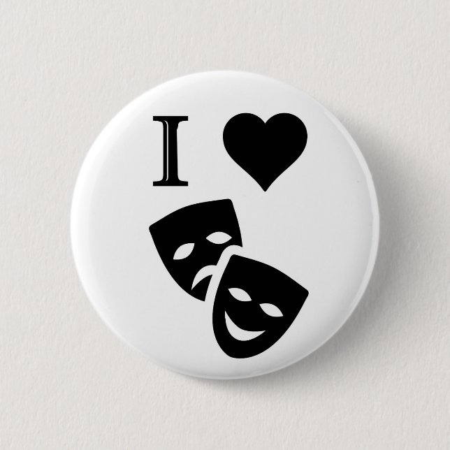 I Love Theatre 2 Inch Round Button (Front)