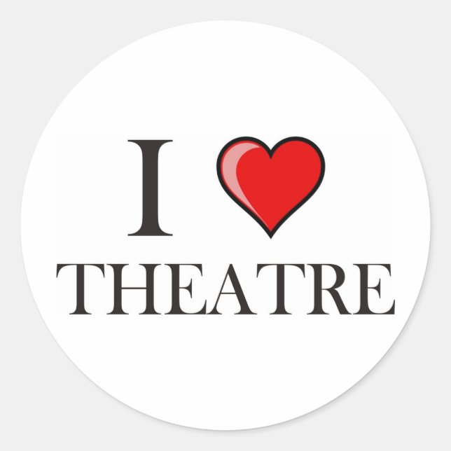 I Love Theatre Classic Round Sticker (Front)