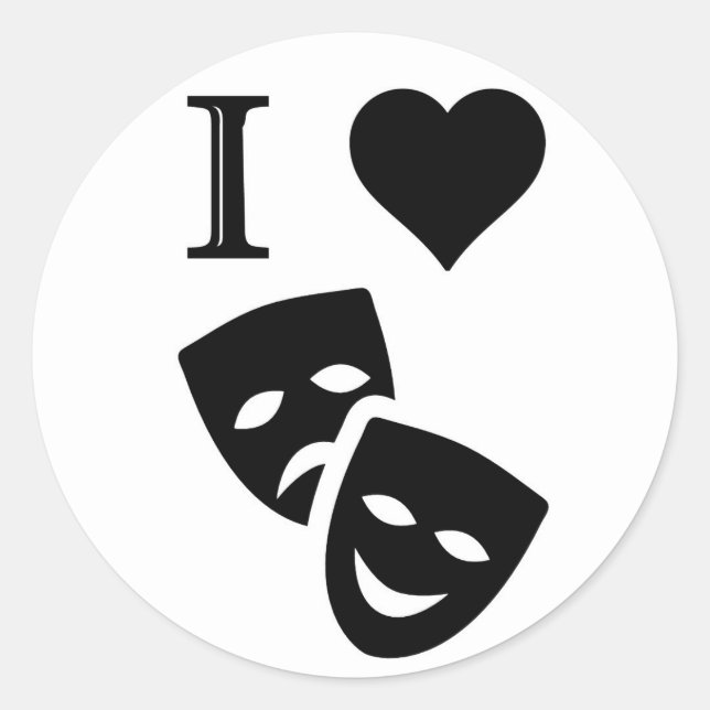 I Love Theatre Classic Round Sticker (Front)