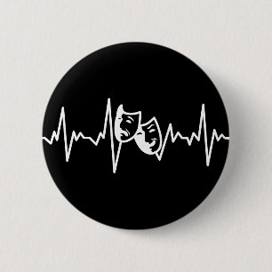 I Love Theatre - Drama Masks Heartbeat Button