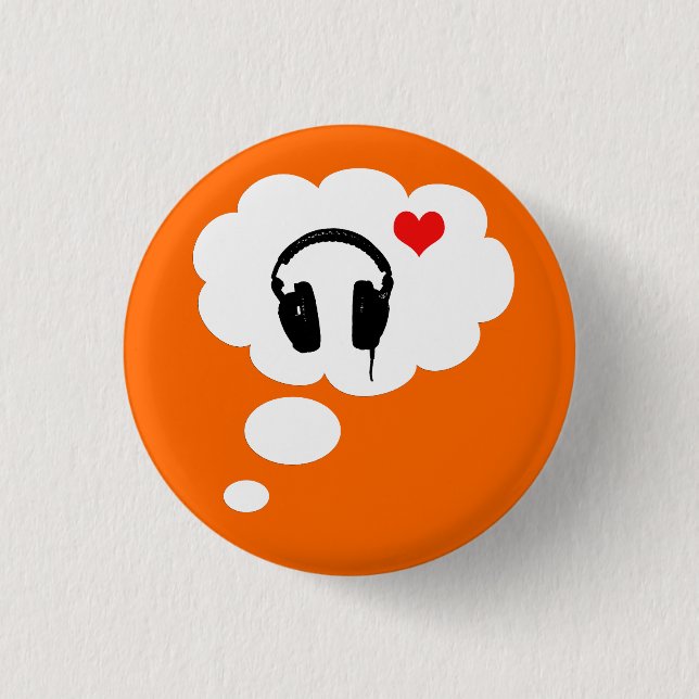 I love thinking about music 1 inch round button (Front)