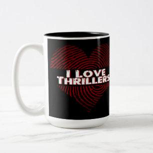 I Love Thrillers Black Two-Tone Coffee Mug