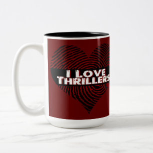 I Love Thrillers Red Two-Tone Coffee Mug