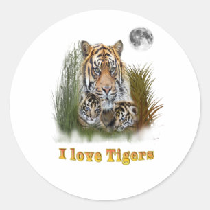 I love Tigers Classic Round Sticker
