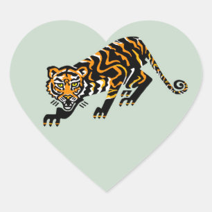 I love TIGERS - Wildlife - Nature - Green Heart Sticker