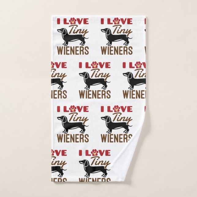 I Love Tiny Wieners Miniature Dachshund Doxie Hand Towel (Hand Towel)